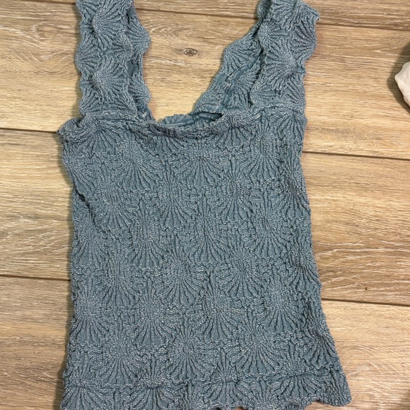 Free People Tops - Free People Textured Slate Blue Tank Top